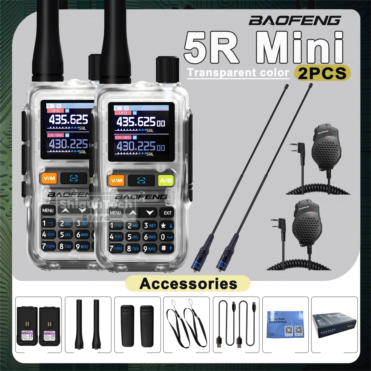 Baofeng UV 5R Mini Walkie Talkie Banda Aérea UHF/VHF Doble Vigilancia Doble PTT Programación Bluetooth Tipo-C Camping Radioaficionado Actualización 5R
