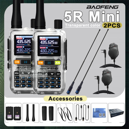 Baofeng UV 5R Mini Walkie Talkie Banda Aérea UHF/VHF Doble Vigilancia Doble PTT Programación Bluetooth Tipo-C Camping Radioaficionado Actualización 5R