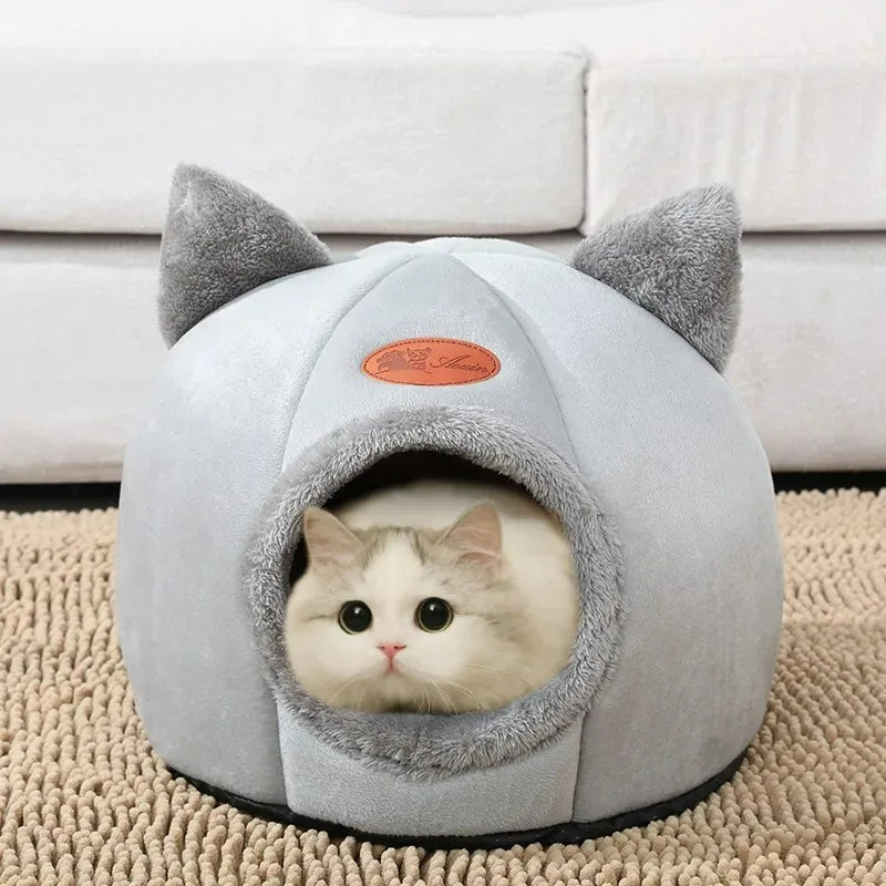 Pets Tent Cozy Cave Nest Indoor Pet Deep Sleep Comfort Cat Bed Iittle Mat Basket Small Dog House Products Semi-enclosed Cat Bed