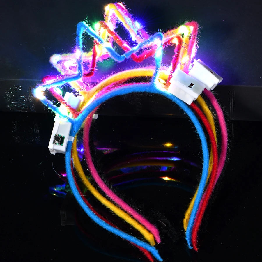 10/20/30 pcs Led Glow Cat Bunny Ear Horn Hairbands Light Up Flash Headband Women Girl LED Neon Birthday Wedding Party Supplies