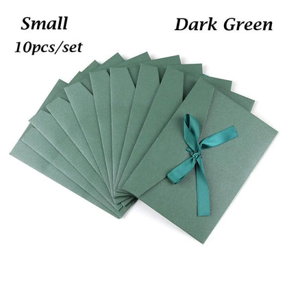 10 Pcs/set Envelope Pearlescent Paper Bow Thicken Ribbon Retro Creative Color Stationery Wedding Invited Gift High Quality