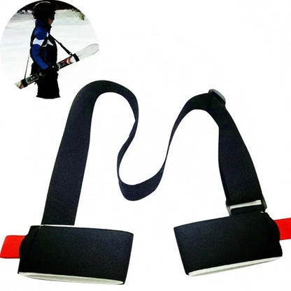 Nylon Ski Pole Shoulder Hand Carrier Lash Handle Straps Adjustable Buckle Hook Loop Protecting Black Nylon Ski Handle Strap Bag