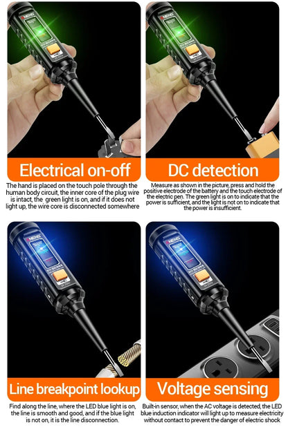 Multifunction Voltage Tester, Pen Detector, Induction AC 24V-250V Voltmeter, NCV Wire Line breakpoint electrician Tools, ANENG B15