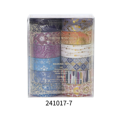 Creative Floral Hot Foil Washi Tape Set, 12 Rolls Decorative Masking Tape for Scrapbooking, Journaling, DIY Gift Supplies