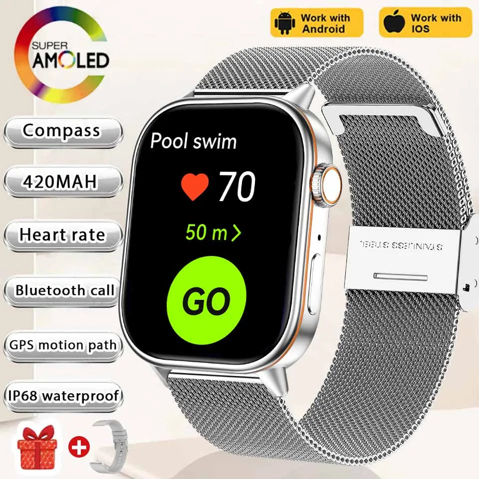 NEW Fashion Built-in 6 Stars GPS Position Smart Watch, Women 2.01'' AMOLED HD Screen IP68 Waterproof Sport  Bracelets For Ladies