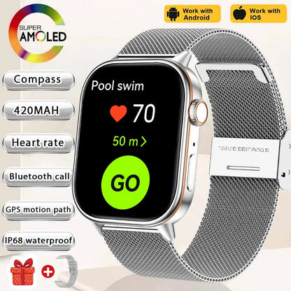 NEW Fashion Built-in 6 Stars GPS Position Smart Watch, Women 2.01'' AMOLED HD Screen IP68 Waterproof Sport  Bracelets For Ladies