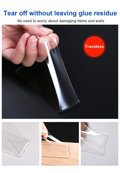 20-50mm Width Ultra Strong Adhesive Nano Tape, High Viscosity Double-Sided Tape, Traceless Transparent Reusable Mounting Tape