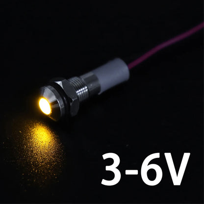 1PC IP65 6mm LED Waterproof Metal Indicator Light Signal Lamp With Wire 5V 12V 24V 220V Red/Yellow/Blue/Green/White Metal Button