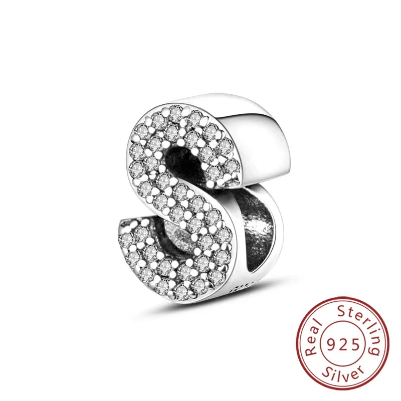 925 Sterling Silver 26 Letters Charms A-Z Alphabet Beads Fit Original Bracelet for Women Girl DIY Fine Jewelry Gift