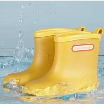 Kids Rain Boots Girls Boys Rainboots Anti-Slip Children Baby Rain Shoes PVC Waterproof Mid-Calf Water Shoes Soft Rubber