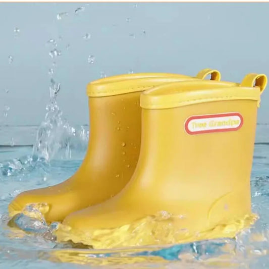 Kids Rain Boots Girls Boys Rainboots Anti-Slip Children Baby Rain Shoes PVC Waterproof Mid-Calf Water Shoes Soft Rubber