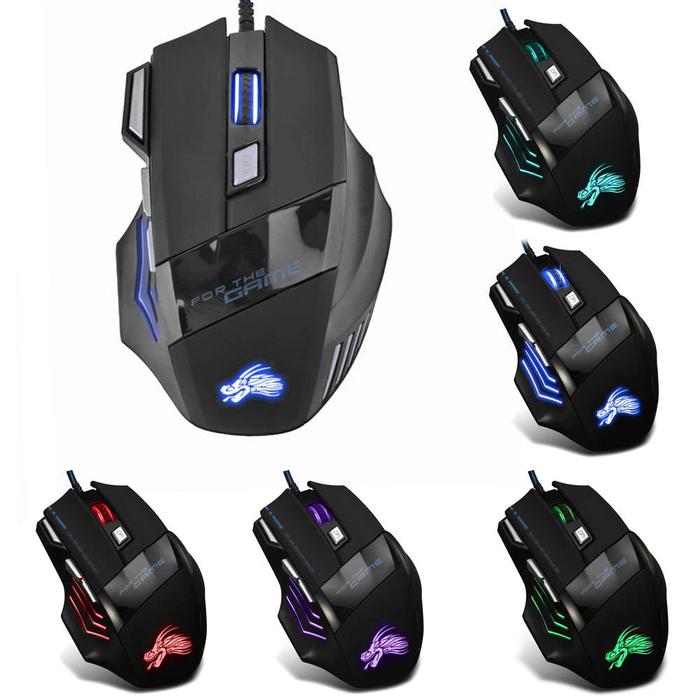 USB Wired Gaming Mouse, 7 Button Backlit Ergonomic Mice, 5500 DPI Backlight Adjustable Optical Mice for PC Gamer, Computer, Desktop