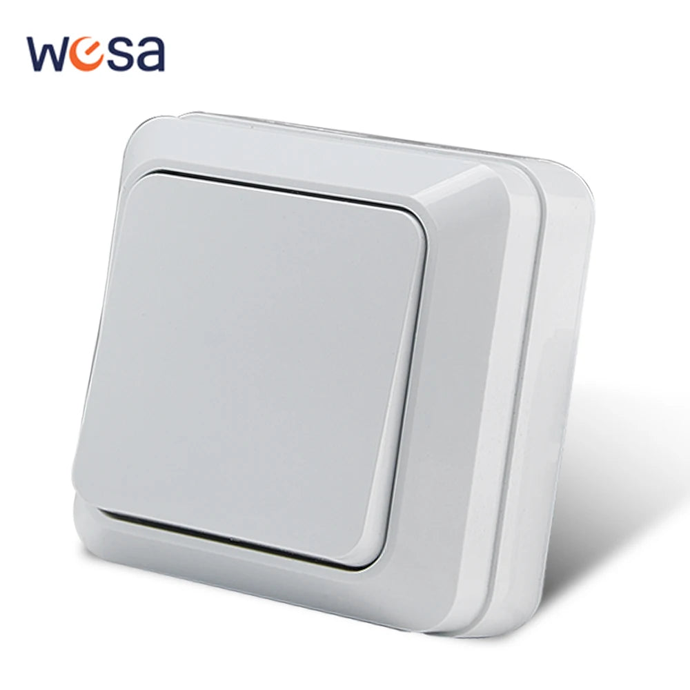 WESA White Wall Mount Socket EU Standard Electrical Outlett Ground Vintage Surface Power Socket Plug Flame Retardant Plastic