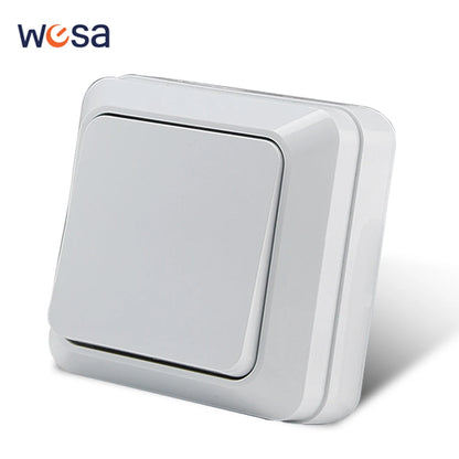 WESA White Wall Mount Socket EU Standard Electrical Outlett Ground Vintage Surface Power Socket Plug Flame Retardant Plastic