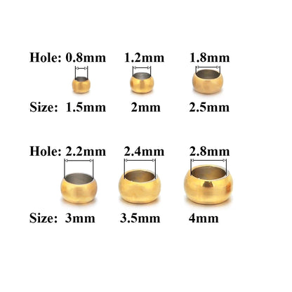 100Pcs, Stainless Steel Ball Crimp End Beads, Dia. 1.5/ 2/ 2.5/ 3/ 3.5/ 4mm, Stopper Spacer Beads For Diy Jewelry Making Findings Supplies