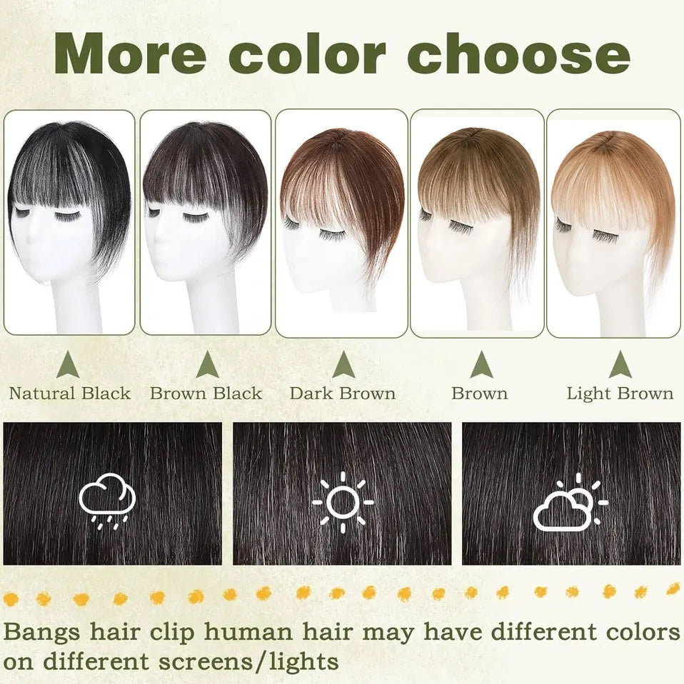 Clips in Bangs Real Human Hair 3D 360° Cover Air Bangs Lightweight Hairpieces for Women Seamless Blend for Instant Volume on Top