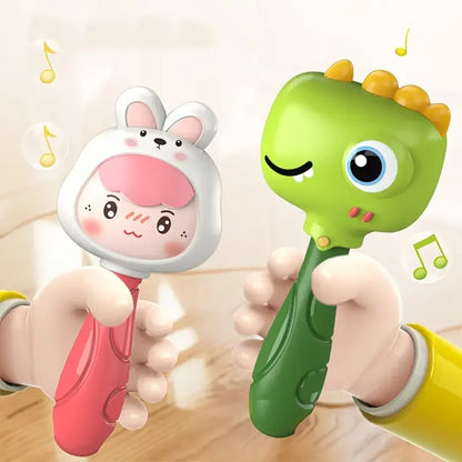 Cartoon Rattle, Newborn Sensory Grasp Toy, Chew-Safe Early Ed Handbell for Xmas & Bday Bite and Chew Toy Festival Gifts