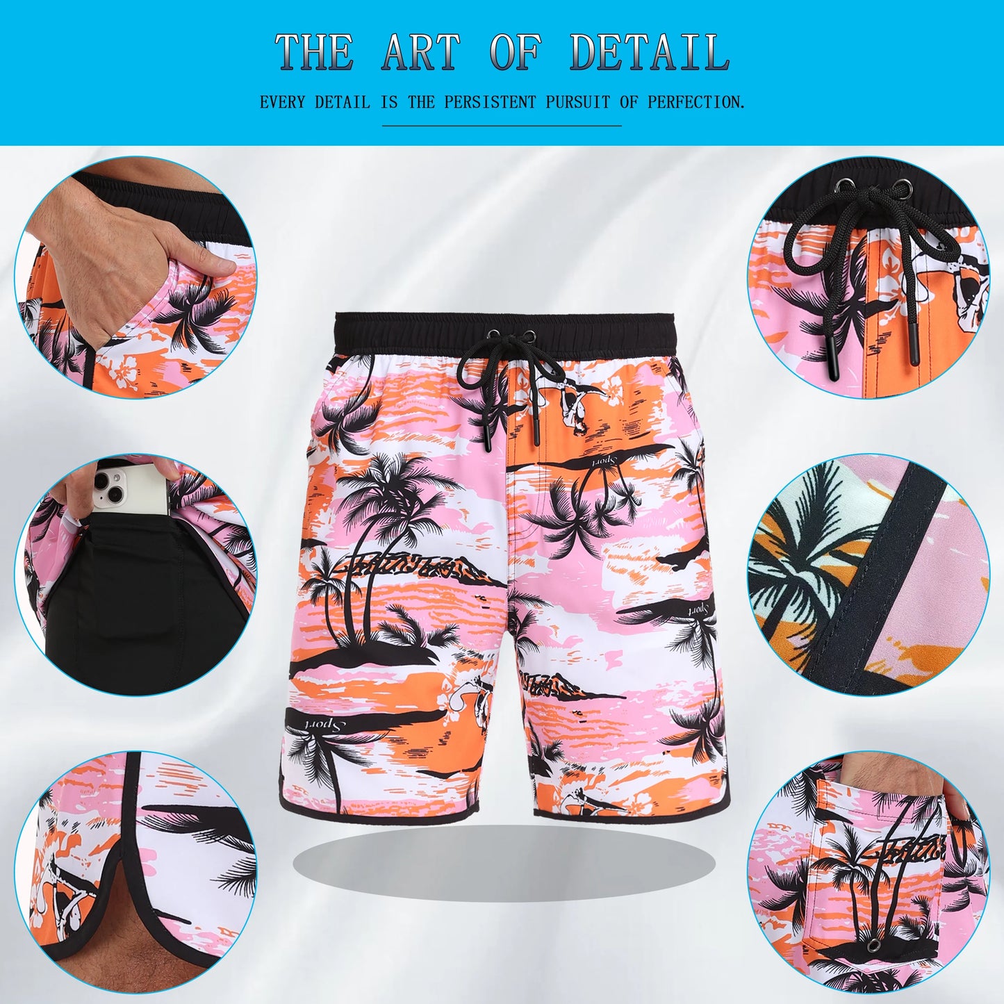 Summer men's hot selling beach pants, casual vacation printed men's pants, comfortable and breathable street clothing
