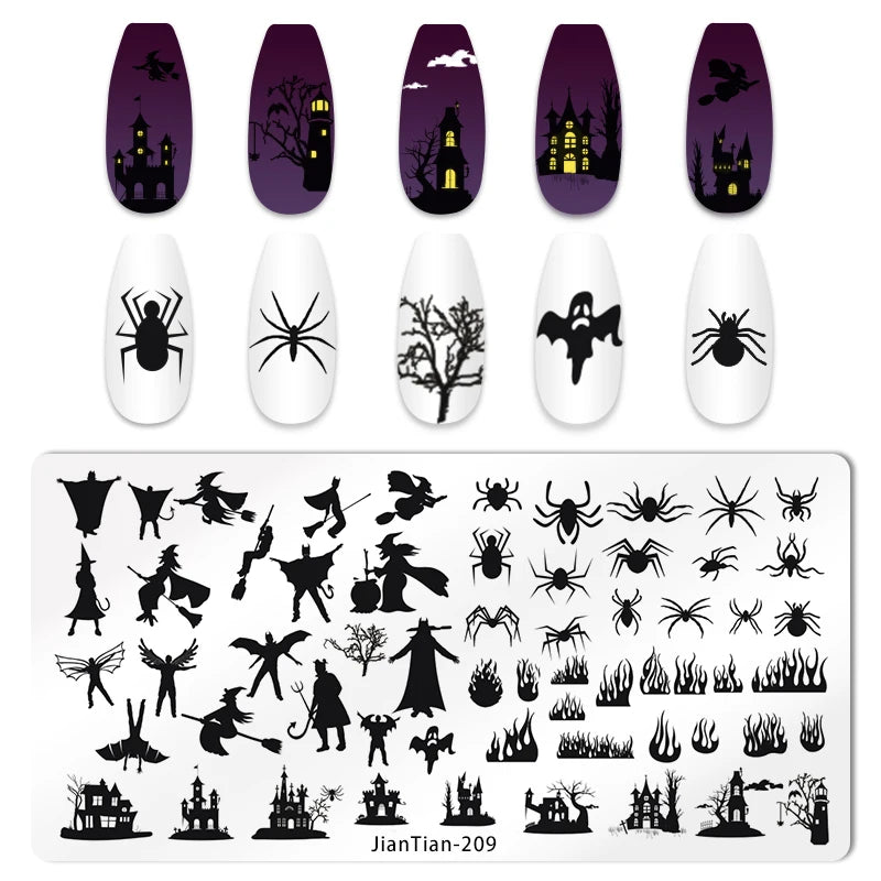 RJ Halloween Nail Stamping Plates, Beautiful zombie Festival Pattern Nail Art Image Plates, Stainless Steel Nail Art Plate Stencil