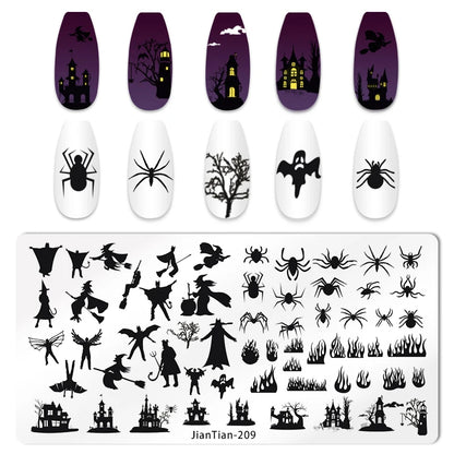 RJ Halloween Nail Stamping Plates, Beautiful zombie Festival Pattern Nail Art Image Plates, Stainless Steel Nail Art Plate Stencil
