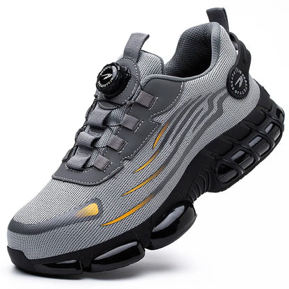 Men Rotating Button Safety Shoes, Steel Toe Work Sneakers, Indestructible Shoes, Puncture-Proof Work Boots, Air Cushion Safety Shoes