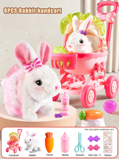 Interactive Dancing Walking Rabbit Toy, Plush Bunny Electronic Pet for Kids, Animated Moving Animal Gift for Boys Girls Birthday