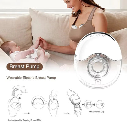 Portable Breast Pump Hands Free Wireless Wearable Electric Breast Pump BPA Free 4 Modes 12 Levels Silicone with LED Display