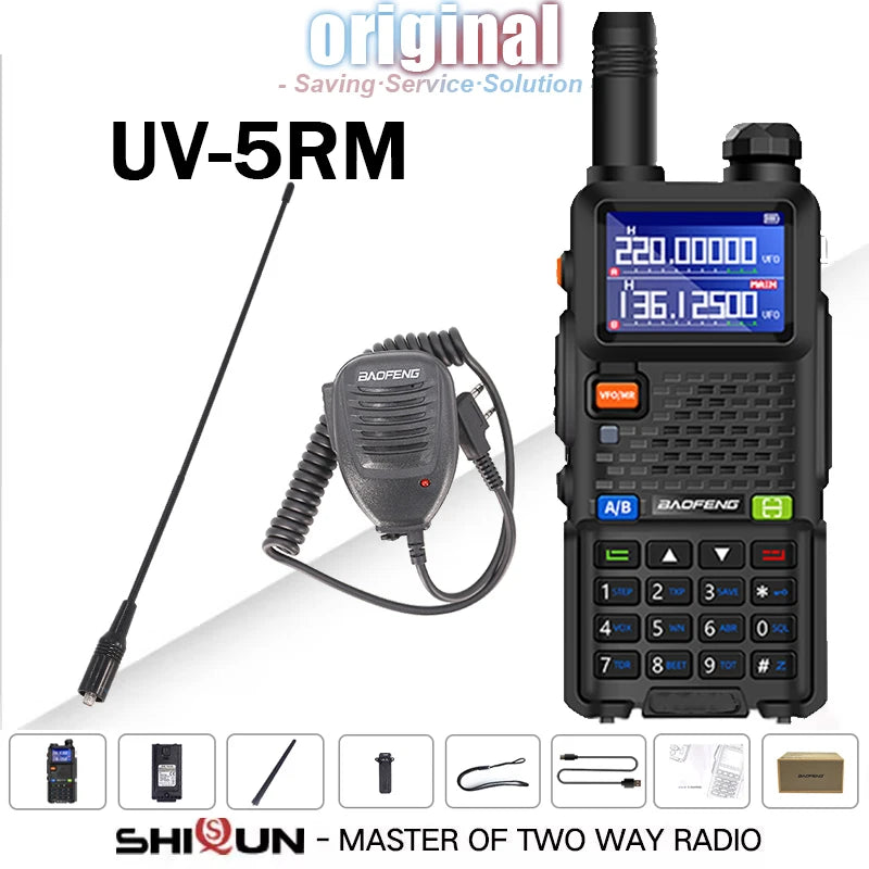 UV-5RM Baofeng Walkie Talkie 3800mAh Battery USB-C Charger 14.5W UHF VHF Wireless Copy Frequency 999CH FM Ham Radio Update UV-5RH