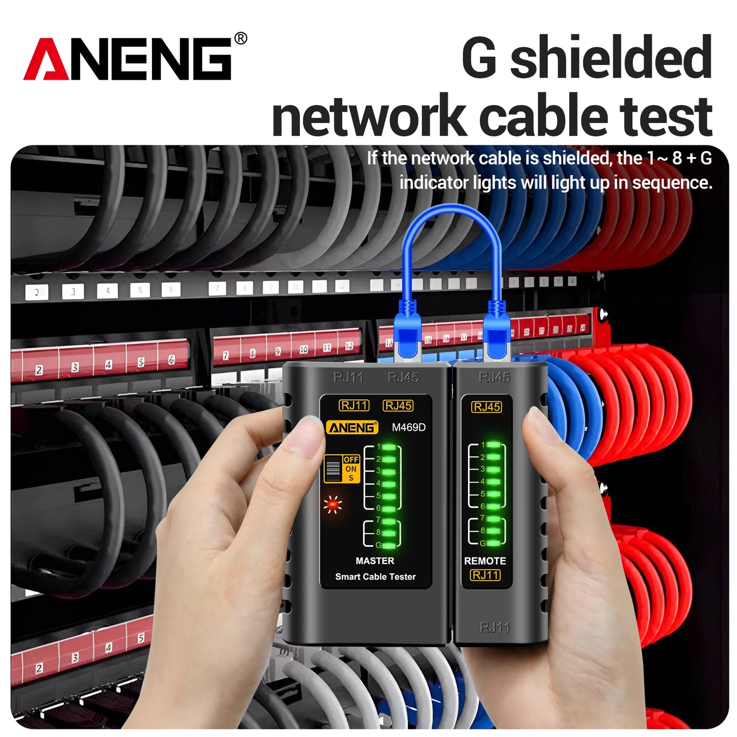 ANENG M469D network line finder RJ45RJ11 dual interface telephone line and network cable on/off detection split type line tester