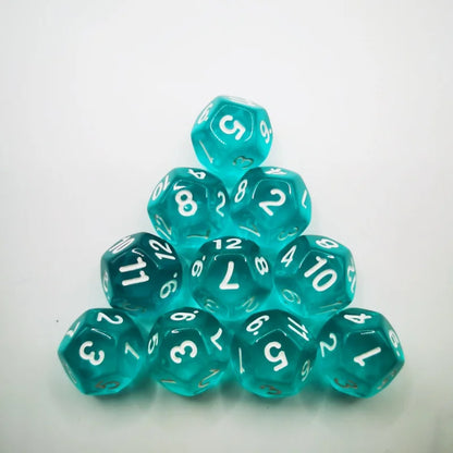 D12 12 Faces DND Dice Transparent Acrylic 12 Side Dice Set Polyhedral TRPG, Mtg, Rpg, Dice for DND or COC Game, 10PCs per Set