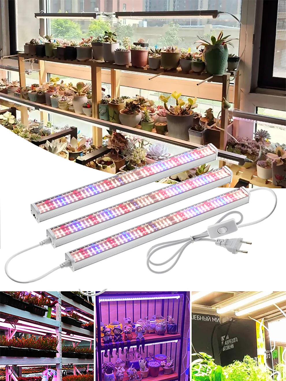 Full Spectrum LED Growth Tube 4000K/Purple/Sunlight Plant Lamp Greenhouse Hydroponic Flower Growth Lamp