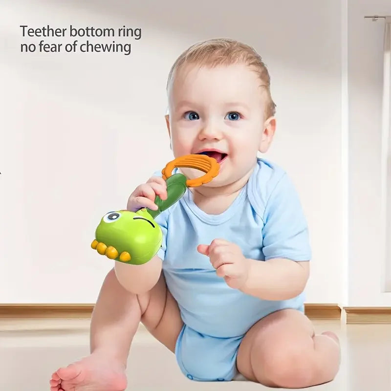 Cartoon Rattle, Newborn Sensory Grasp Toy, Chew-Safe Early Ed Handbell for Xmas & Bday Bite and Chew Toy Festival Gifts