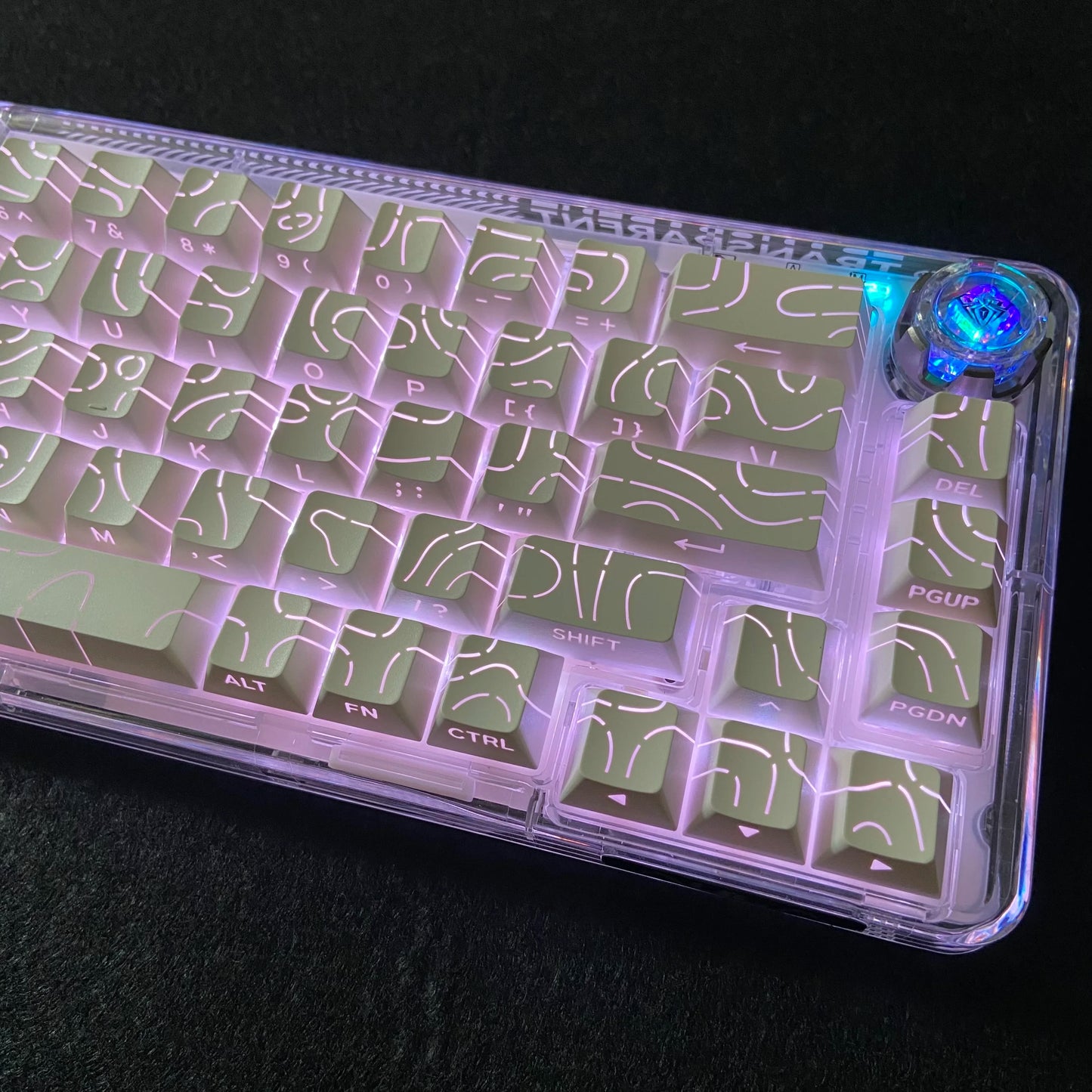 Contour Lines Translucent Keycaps Side Engraving Cherry Profile Black White Key Cap 60 70 80 90 100 Layout Mechanical Keyboard