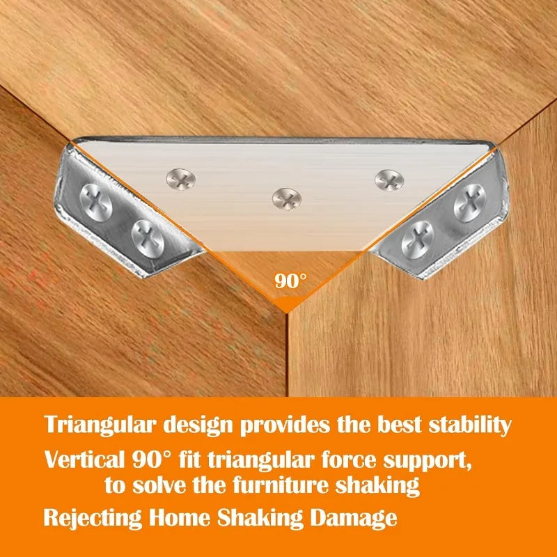 Corner Brackets, Stainless Steel Furniture Angle, Shelf Connector, Cabinet Support Fixing Frame Corner Brace