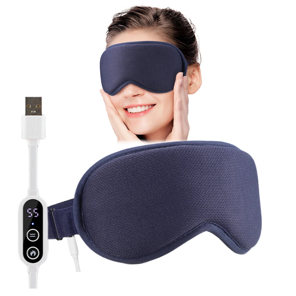 USB Charging Hot Compress Eye Mask for Dry Eye Relief, Heated Massage Steam Eyemask with Remote Control for Office and Sleeping Use