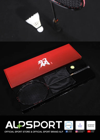 MH-V5 5U 75g Wave Legal Original Max 38lbs 100% Full Carbon Fiber Torsion Frame Badminton Racket, Novice Professional, ALPSPORT