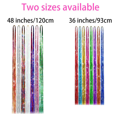 36/48Inch, Sparkle Hair Tinsel Rainbow Colored Strands, Girls Headwear, Hair Laser, False Hair Extensions, Decor Glitter