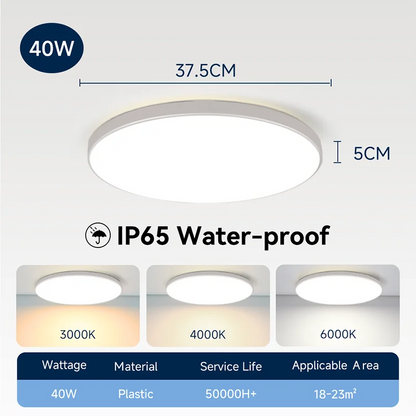 Waterproof Bathroom Lamp Ceiling Led Ceiling Lights 18W 30W 40W Round Led Ceiling Lamp For Kitchen Living Room Toilet Room 220V