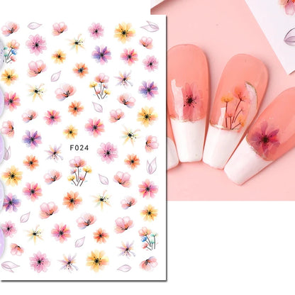 3d Nail Art Decals Tropical Palm Leaves Flowers Laces Faces Adhesive Sliders Nail Stickers Decoration For Nail Manicure