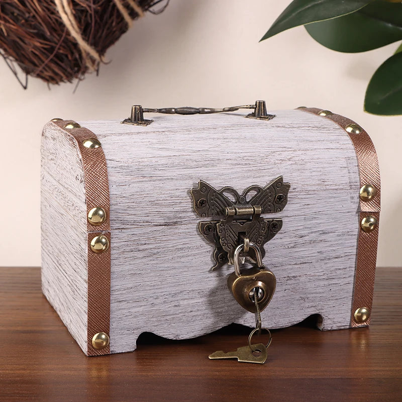 Classic Treasure Chest Savings Box with Secure Lock for Home Ornamentation