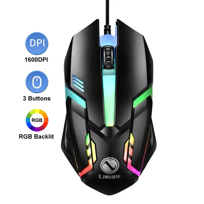 KEBIDUMEI 6 Buttons USB Wired Mouse 6 Levels up to 7200DPI Mouse Ergonomic Gaming Mouse Plug and Play For Laptop Windows MacOS