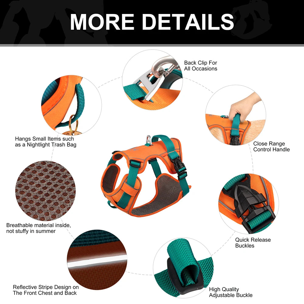 Mesh Breathable Dog Harness, Nylon Reflective Dog Harnesses Vest, Durable Pet Training Vest, Adjustable for Small Medium Large Dogs