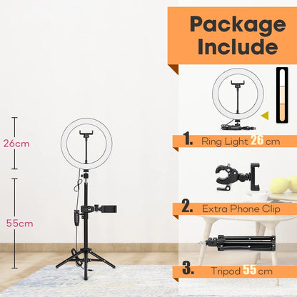 Tripod With LED Ring Light For Phone, Tripod Camera Stand Selfie Photography Light LED Lamp Color Photo Studio For YouTube Live