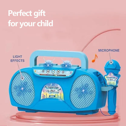 Kid Karaoke Singing Machine with Microphone Portable Musical Instrument with Light Educational Toy Girl Boy Party Birthday Gift