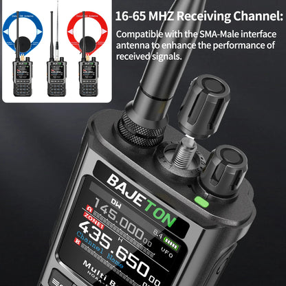 BAJETON BJ-8300 Walkie Talkie 10W Tri Power SW MW LW AM SSB CB Receive Wireless Bluetooth Phone Programming NOAA Two Way Radio