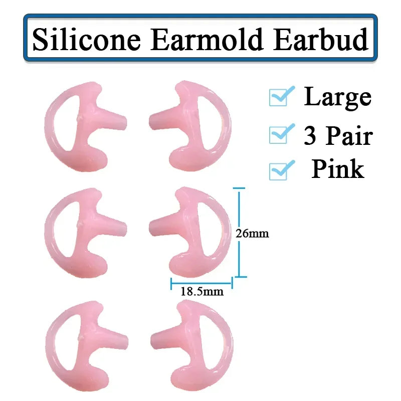 3-Pair Ear Mold Earbud Replacement Soft Silicone Earmould Earplug S/M/L Size for Walkie Talkie Radio Acoustic Earpieces Headsets