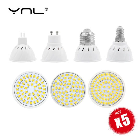 5pcs/lot Lampada LED Bulb GU10 E27 E14 MR16 3W 5W 7W 220V 240V Bombillas LED Lamp SMD 2835 48LED 60LED 80LED Spotlight