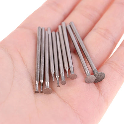 10Pcs Dremel Accessories 2.35mm Shank Diamond Mounted Point Grinding Head Stone Jade Carving Polishing Engraving Tools