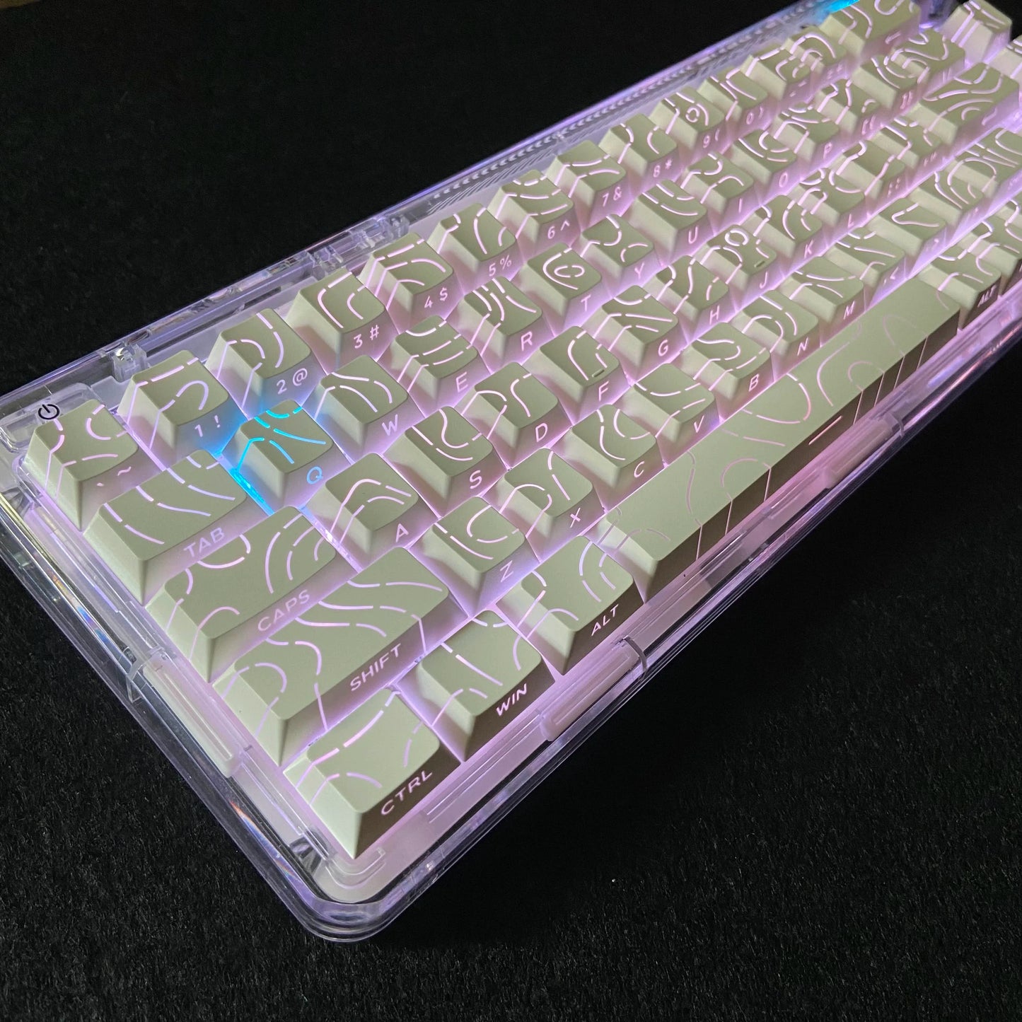 Contour Lines Translucent Keycaps Side Engraving Cherry Profile Black White Key Cap 60 70 80 90 100 Layout Mechanical Keyboard