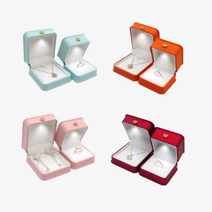 LED Jewelry Ring Box with Light Luxury Crown Earrings Pendant Storage Display Proposal Wedding Gift Box Jewelry Organizer Box